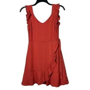 Altered State Faux Wrap Dress Sleeveless Womens‎ Size Small Orange Flowy